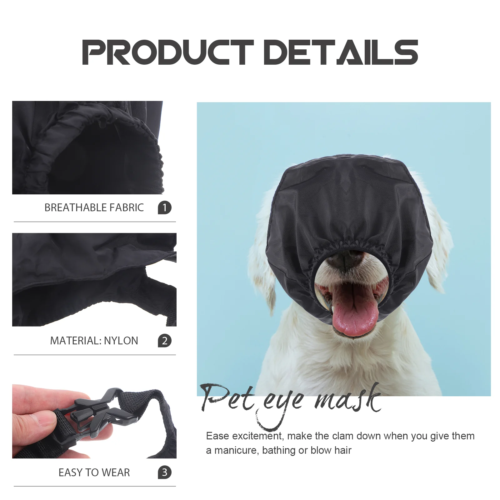 

Pet Safety Eye Mask Outdoor Patch Anti-excitatory Blinder Practical Cat Durable Headphones