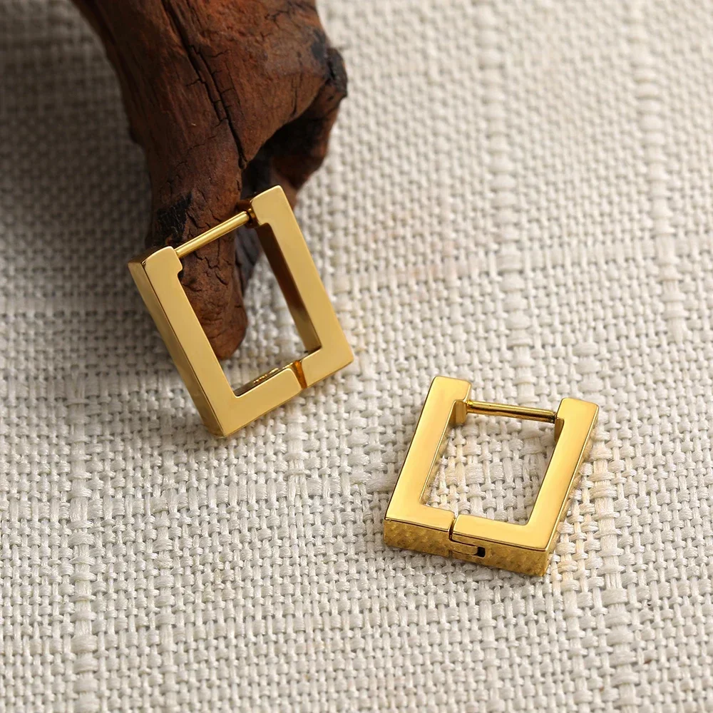 Showfay шестигранные прямоугольные геометрические серьги-кольца из нержавеющей