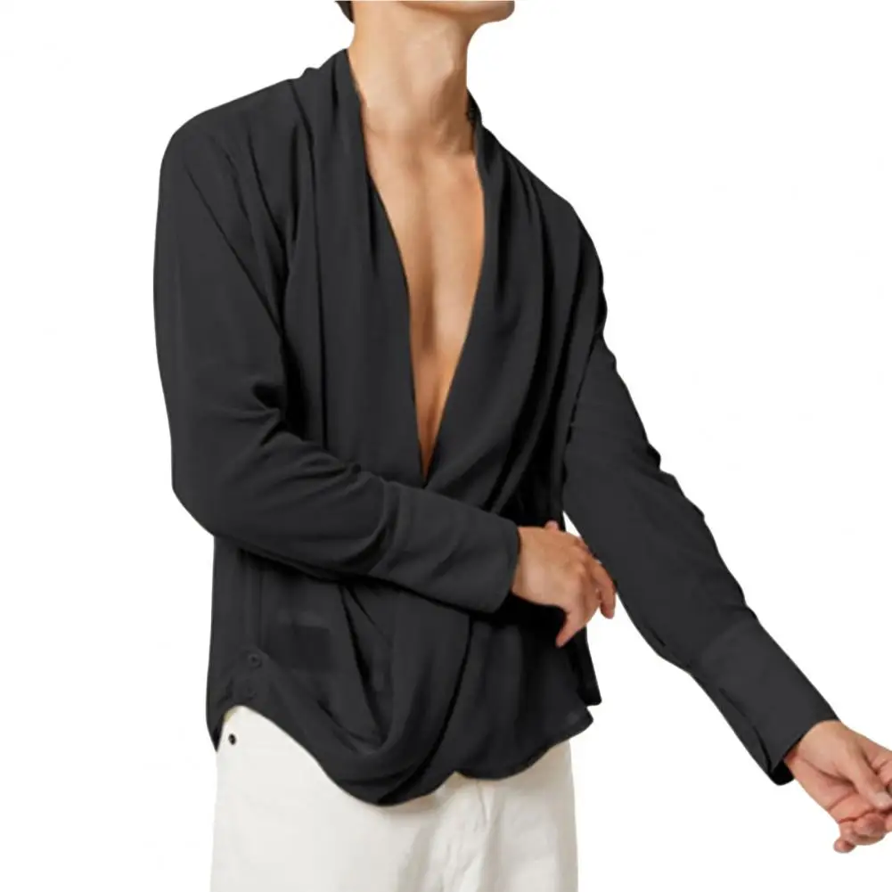 

Stylish Shirt Long Sleeves Streetwear See-through Spring Shirt Baggy Spring Shirt for Club