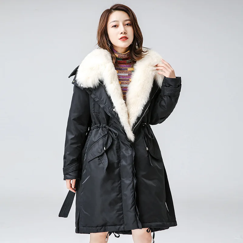 New Fox Fur Hooded Down Jacket Women's Long Parka Brand Coat Tide Jackets for Women  куртка женская Canadian Goose Jacket Women