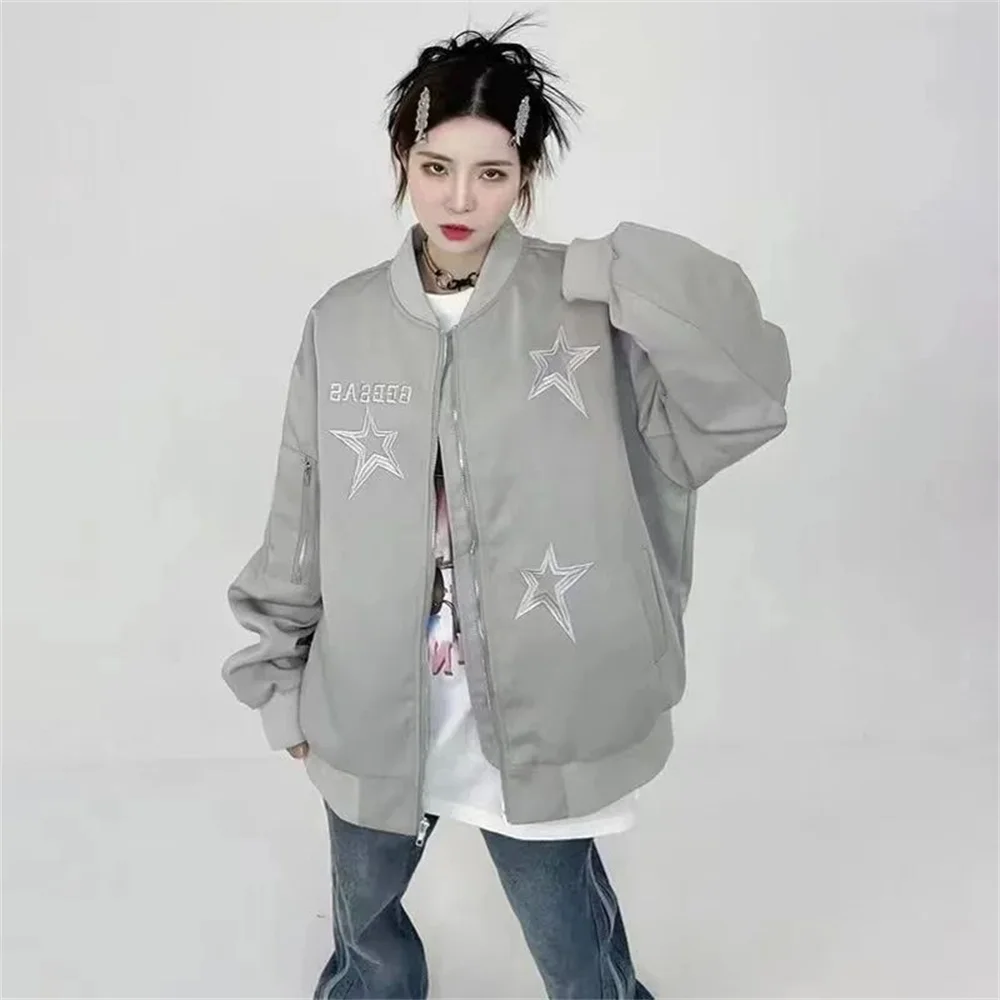 

Модная однотонная толстовка с принтом звезд, Женская куртка в стиле Харадзюку Kpop, свободные топы в стиле хип-хоп, осенняя толстовка с капюшоном, толстовка на молнии, уличная одежда