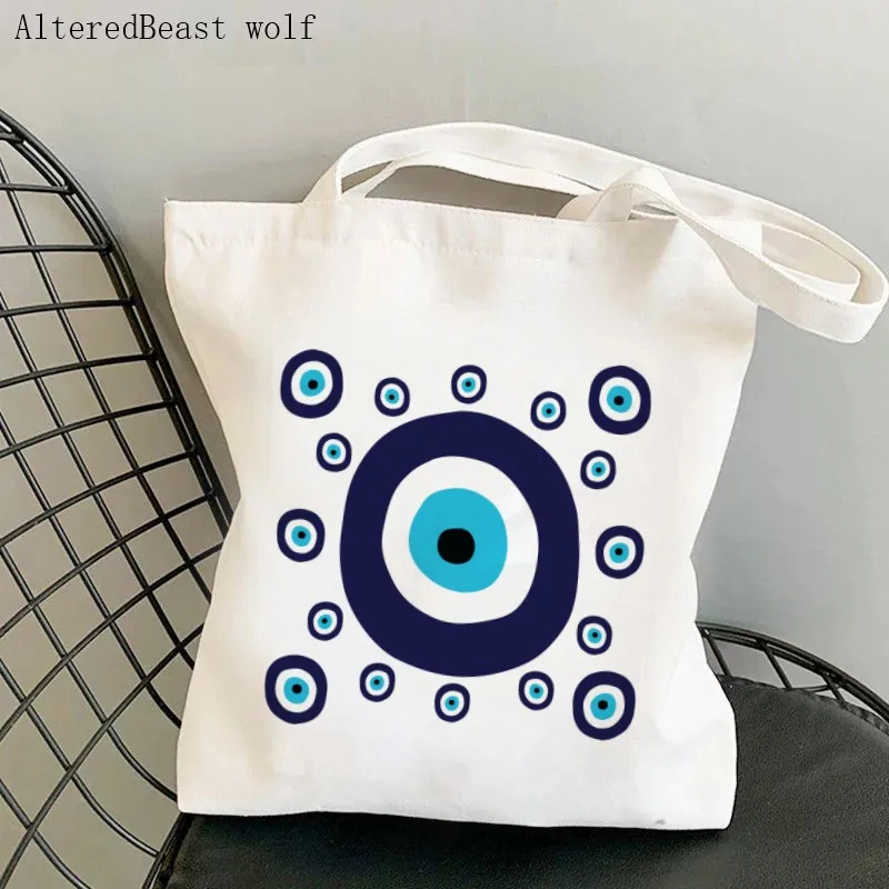 

Women Shopper bag Navy Blue and Evil Printed bag women Shopping Bag Canvas Shopper Bag girl handbag Tote Bag Shoulder Lady Bag