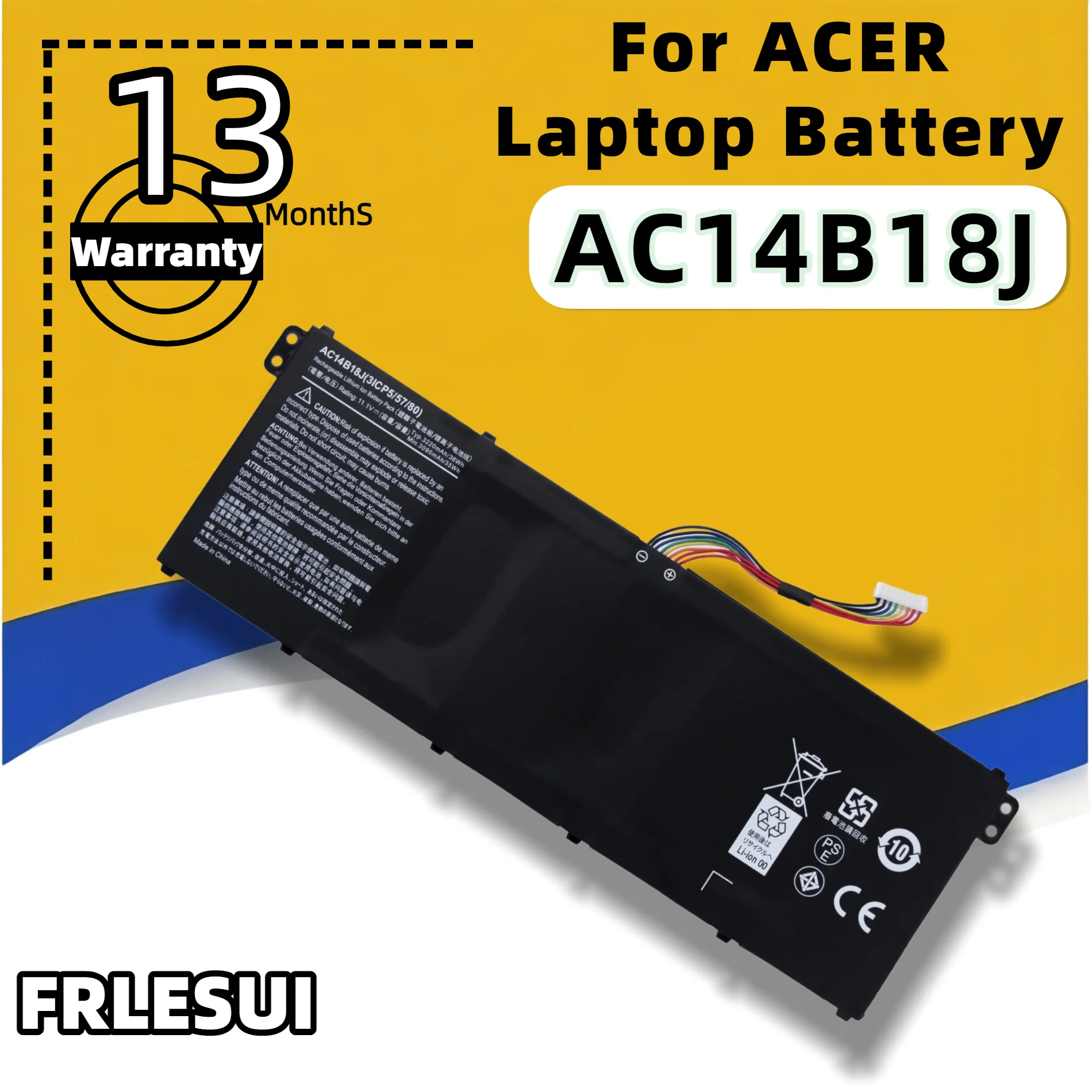 Фото Аккумулятор FRLESUI AC14B18J AC14B13J для ноутбуков Acer Aspire 3 A311/A314/A315/A317, 5 A514/A515/A517/A615, 7 A715, AN515 Series №1