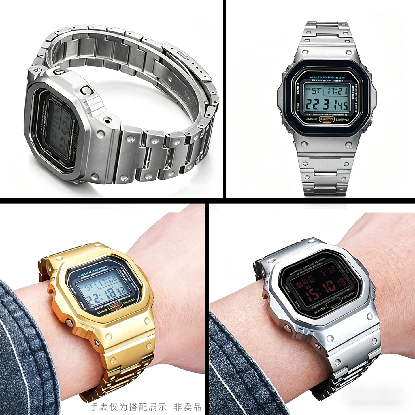 Фото Металлический корпус из титанового сплава, комплект для модификации часов Casio G-SHOCK DW5600 G5600E GWM5610 GWB5600 GMW-B5000, ремешок для часов из нержавеющей стали + инструмент №4