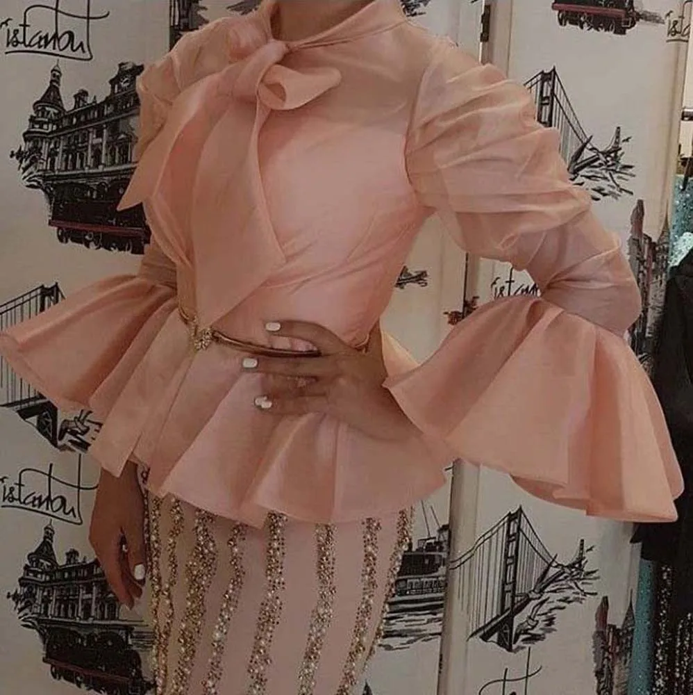 

Elegant Blouses Ruffle African Chic Female Party High Street Blousa Shirts Long Sleeve Fashion Office Lady Spring Summer 2022