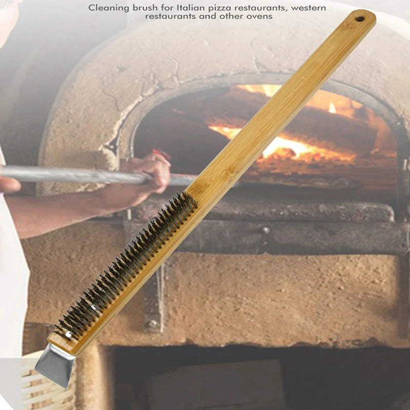 

Pizza Oven Brush Wooden Handle Grill Scraper Household Cleaning Brush Pizza Tool For Oven Cleaner