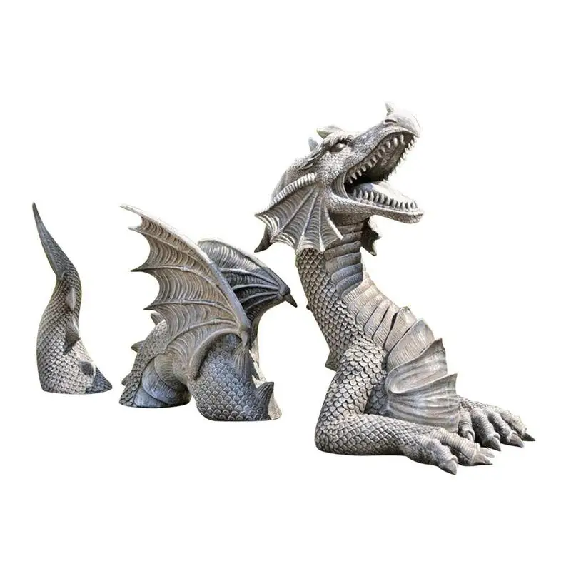 

2021 Resin Gardening Dragon Statue Ornament Decorative Durable Lifelike Flying Dragon Sculpture For Outdoor Lawn Decor