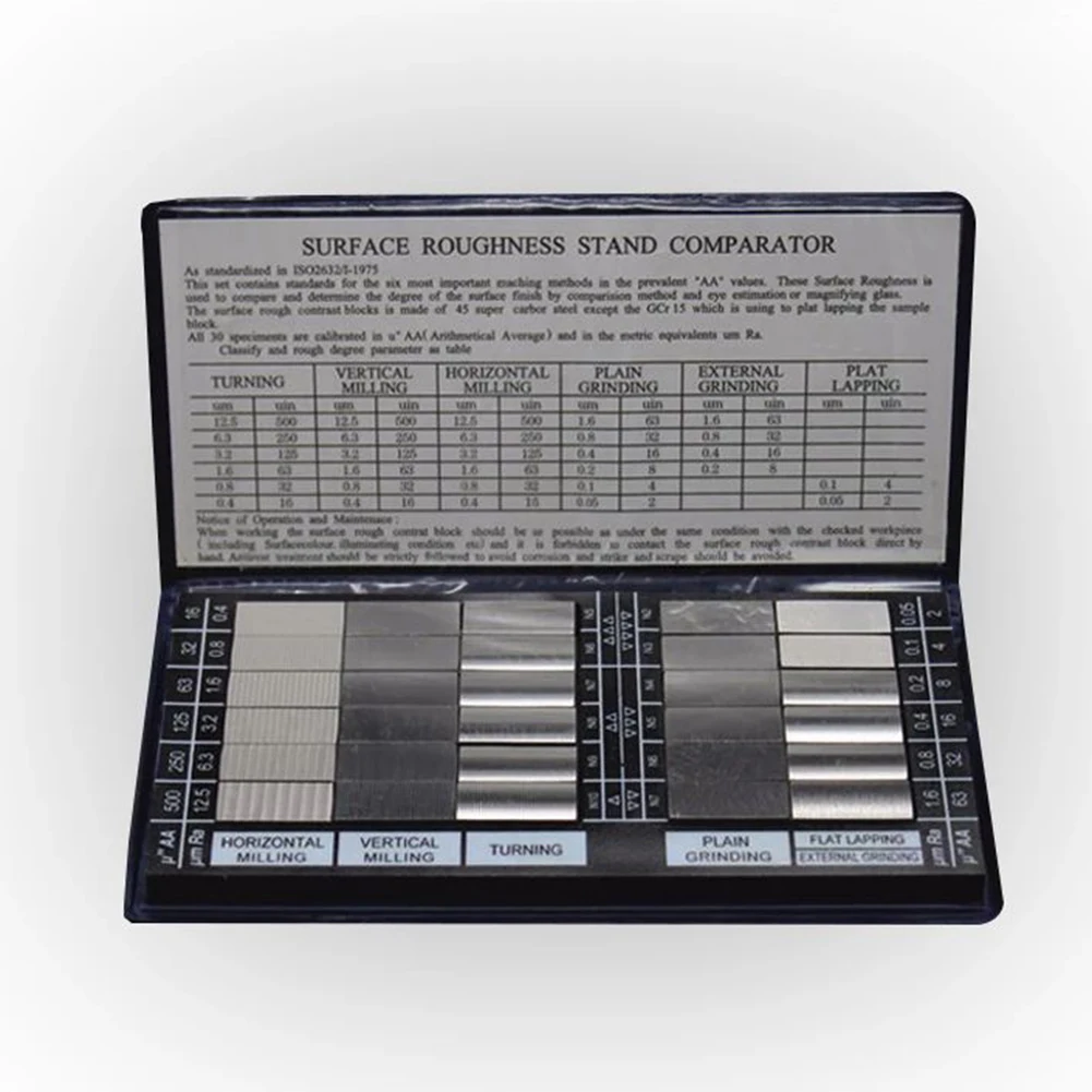 

30pcs Surface Surface Roughness Comparison Sample BlockRUG-100 Roughness Sample Block For Turning End Milling Surface Grinding