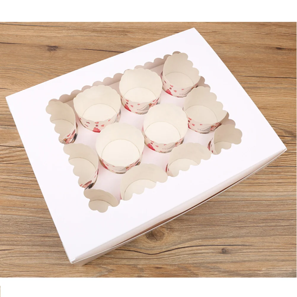 

Cupcake Box Boxes Window Cake Paper Carrier Muffin Bakery Holder Container Dessert Pastry Cavity Containers Gift Christmas