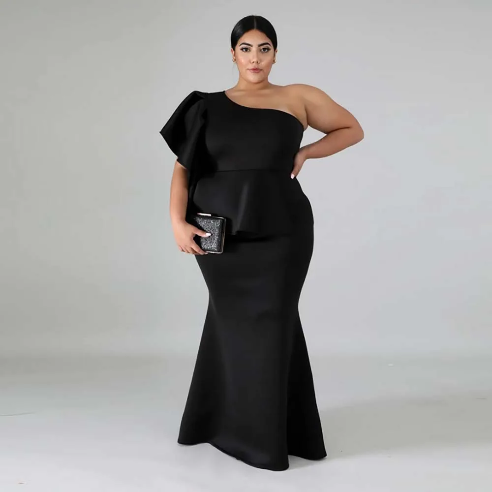 

Plus Size Dress Black Off Shoulder Ruffle Mermaid Dress Elegant Evening Women Party Dresses Maxi Dresses New 2022 Summer