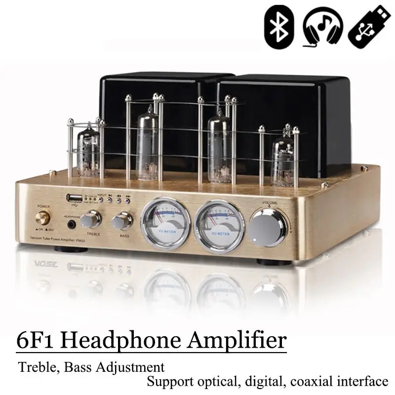 

BREEZE Audio 6F1 Vacuum Tube Amplifier Headphone Amplifier Vu Meter High Power Audio 80W*2 USB Player Bluetooth 5.0 Bass Treble