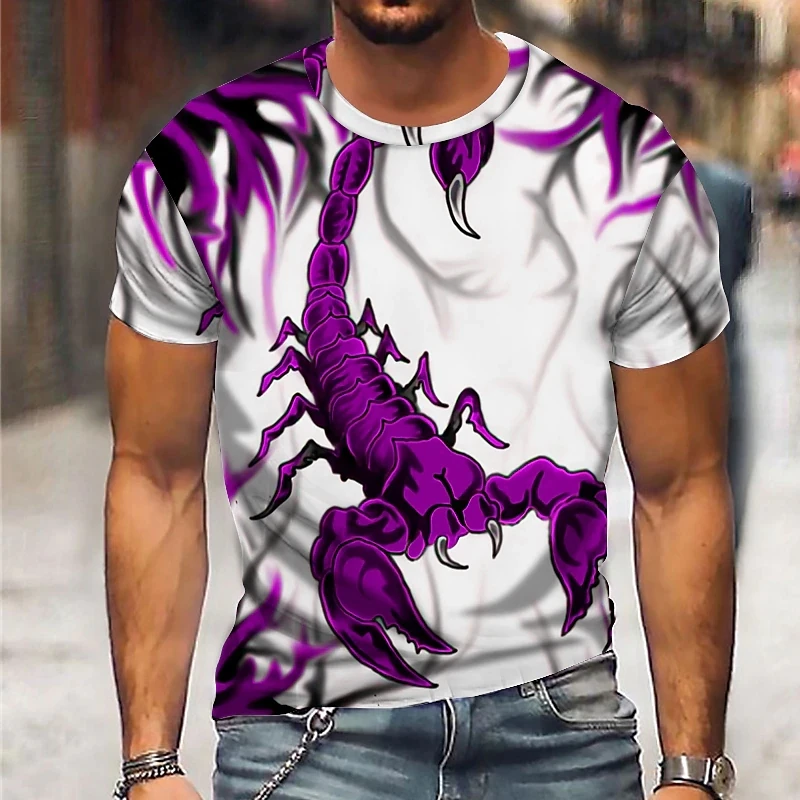 

Scorpion T Shirt Men 3D Animal Print Tshirt Fashion Short Sleeve Tops Hip Hop Men's T-shirt Streetwear Graphic T Shirts Clothing