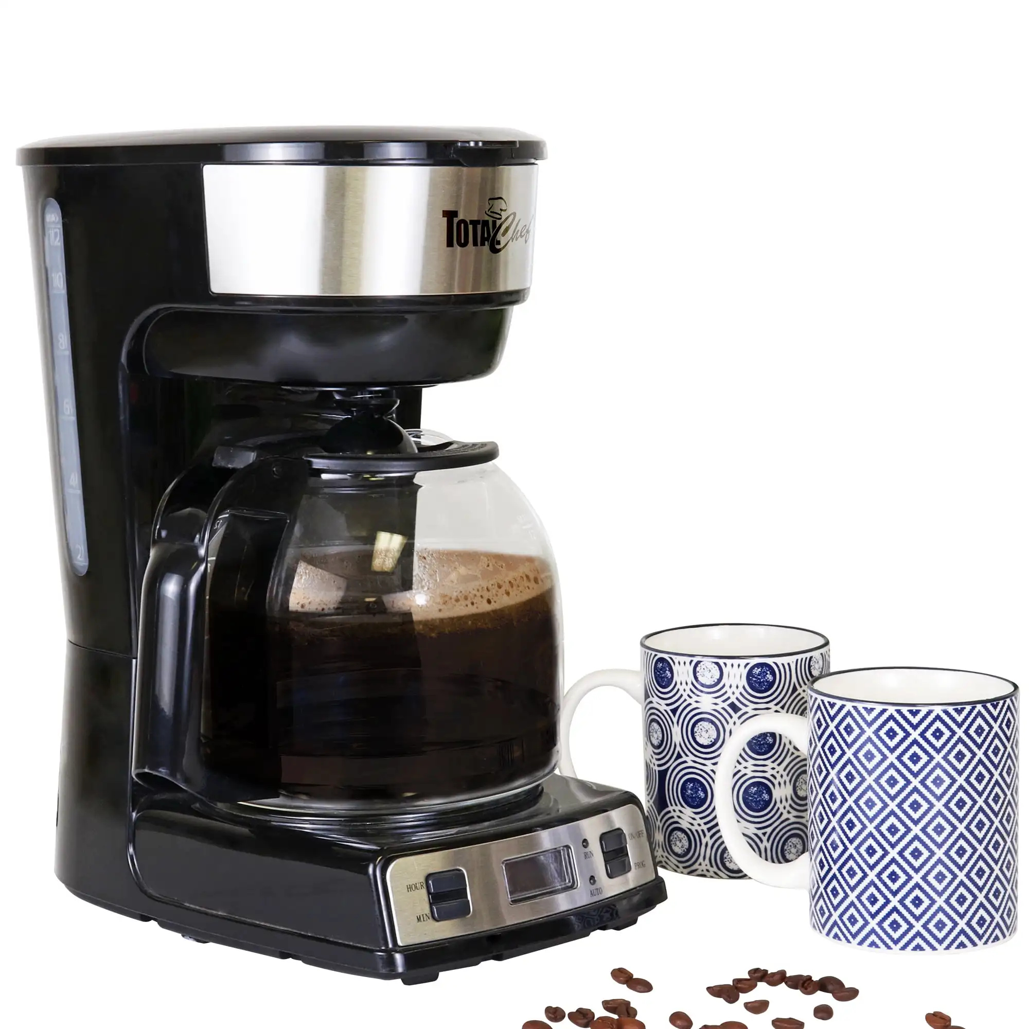 

12 Cup Coffee Maker with Reusable Filter, Programmable Coffee Machine Black