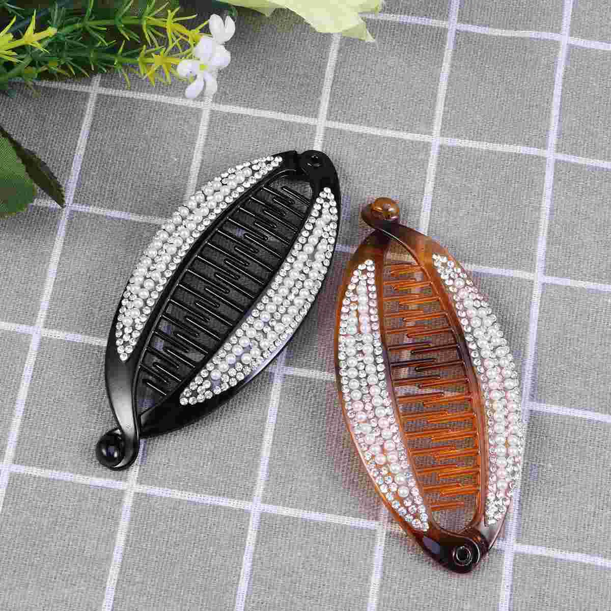 

6pcs Banana Hair Clip Hair Clip Pearl Hair Barrette Rounded Edges Hair Comb Wedding Hair Barrette Double Comb Banana Clip