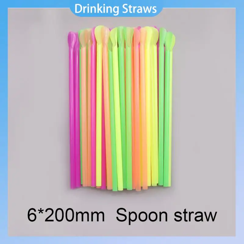 

100 шт., одноразовые соломинки для напитков, посуда для бара, товары для вечеринок и мероприятий, соломинки в форме ложки, прямые соломинки для смузи, Новинка