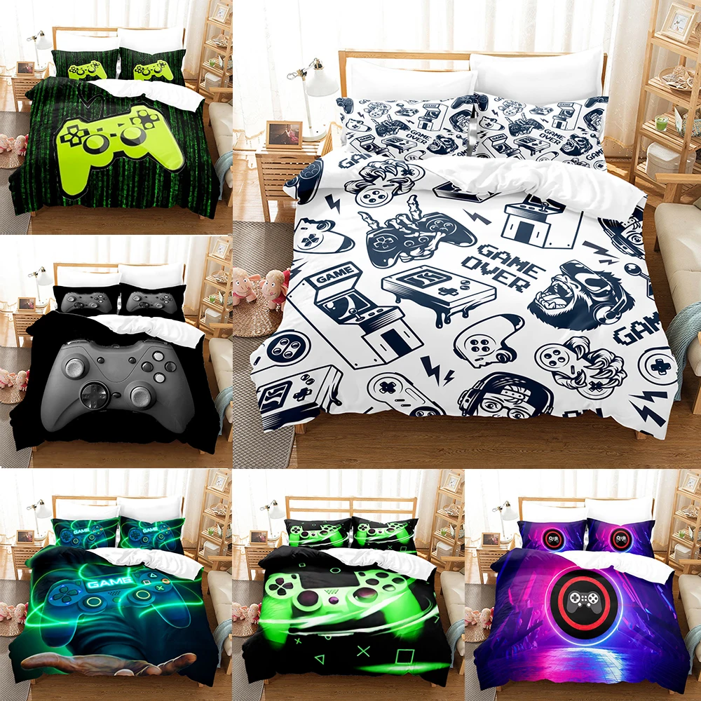 

Gamer Bedding Set Duvet Cover For Adult Kids Boys Game Controller Quilt Covers Bedspread 2/3 Pcs