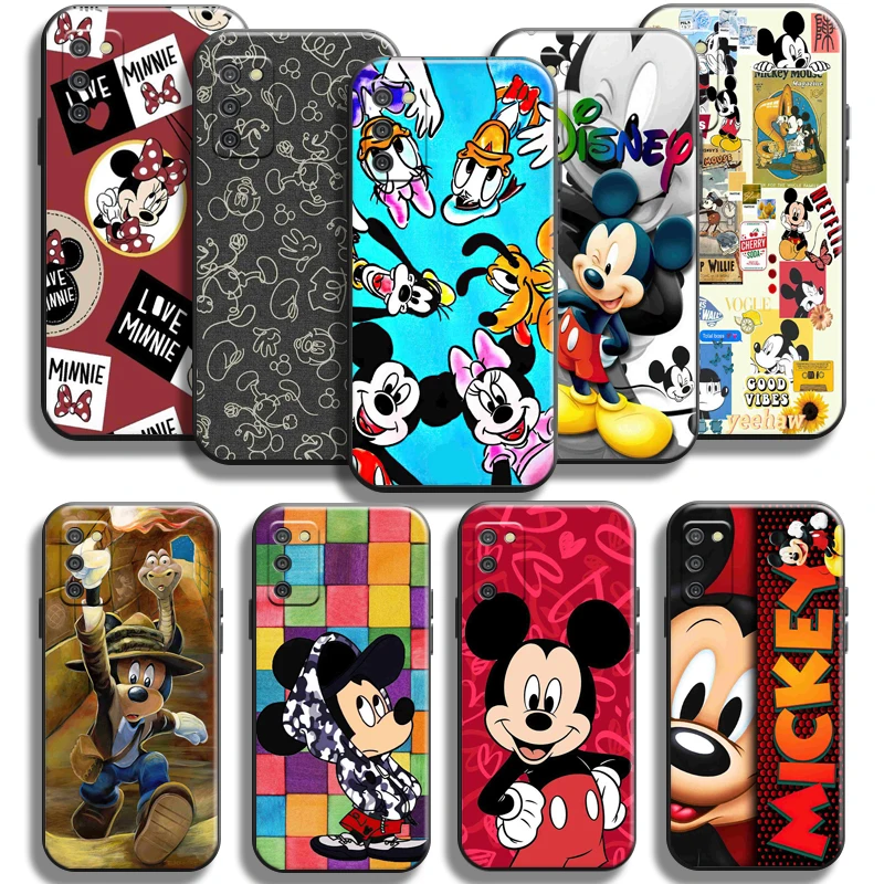 

Disney Mickey Minnie Mouse Phone Case For Samsung Galaxy A03 A03S Shell TPU Full Protection Liquid Silicon Shockproof Back