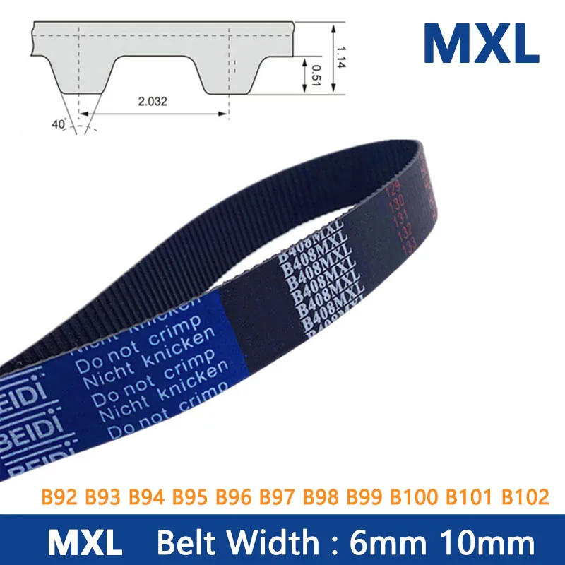 

1pc MXL Timing Belt Width 6mm 10mm Rubber Closed Loop Synchronous Drive Belt B92 B93 B94 B95 B96 B97 B98 B99 B100 B101 B102MXL