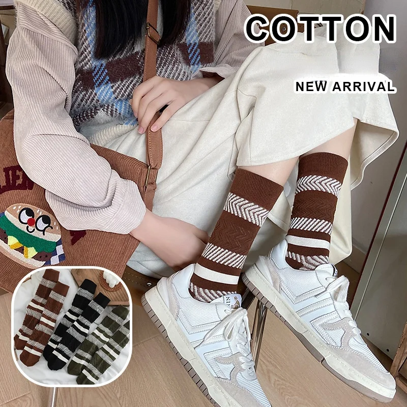 

SP&CITY Striped Sports Spring Breathable Cotton Women's Socks College Style Harajuku Medium Tube Socks Casual Comfortable Sock