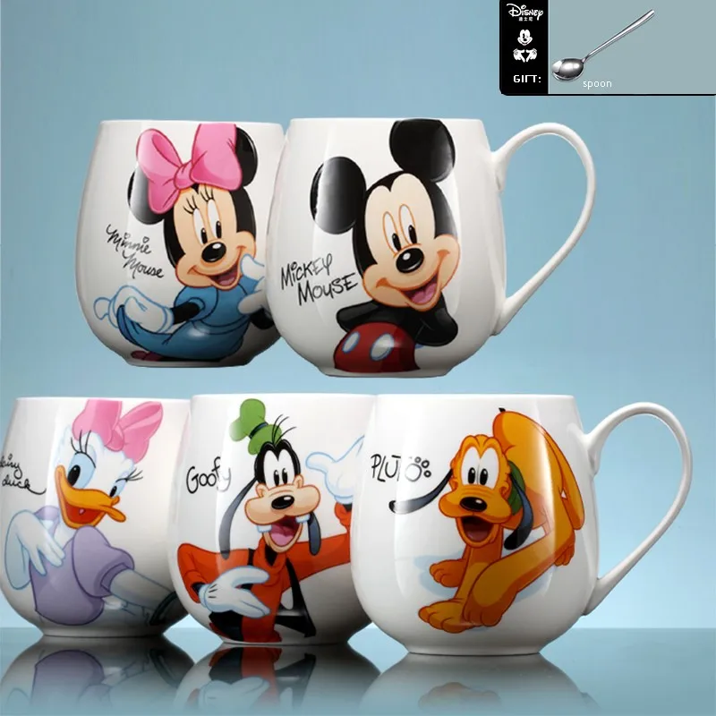 

Новая керамическая чашка Disney 430 мл, кружка для кофе и завтрака для дома и офиса, креативные простые милые чашки с крышкой и ложкой, изысканный...