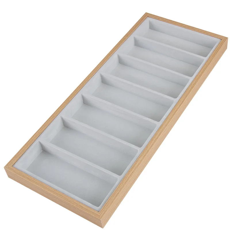 7 Grids Glasses Display Tray Sunglasses Display Rack Cases Wooden Glasses Display Stand Holder Jewelry Organizer Storage Box