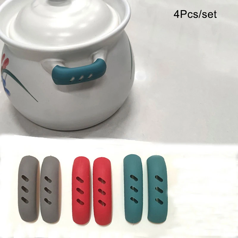 

4pcs/set Silicone Pot Handle Sleeve Mitt Cast Iron Handle Cover Anti-Slip Skillet Handle Cover for Frying Cast Iron Metal Pan