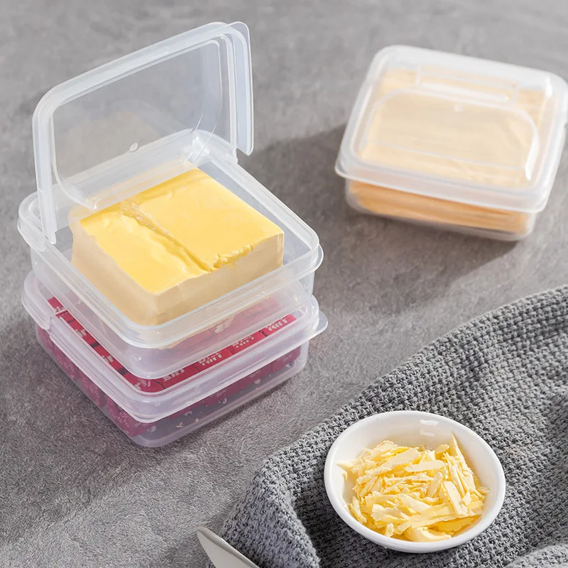 

Clamshell Cheese Slice Storage Box Food-grade Fruit Refrigerator Crisper Box Butter Cheese Storage Box Kitchen Organizer