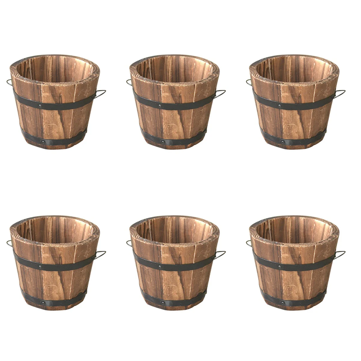 

6 шт., деревянные круглые горшки для цветов, 12x9x10 см
