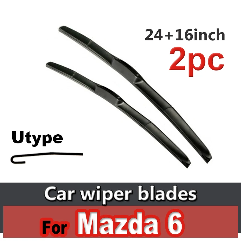 Wiper LHD RHD Front Wiper Blades For Mazda 6 GH1 MK2 2007 - 2012 Windshield Windscreen Front Window 24"+16"