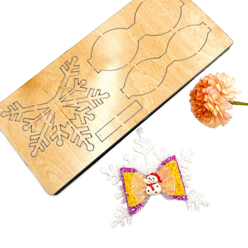 Шпилька для волос с бантом в виде снежинки BY46, деревянная резка, подходит для большинства машин