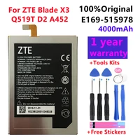 100 original new tested 4000mah e169 515978 515978 for zte q519t blade x3 blade d2 blade a452 t620 t 620 battery
