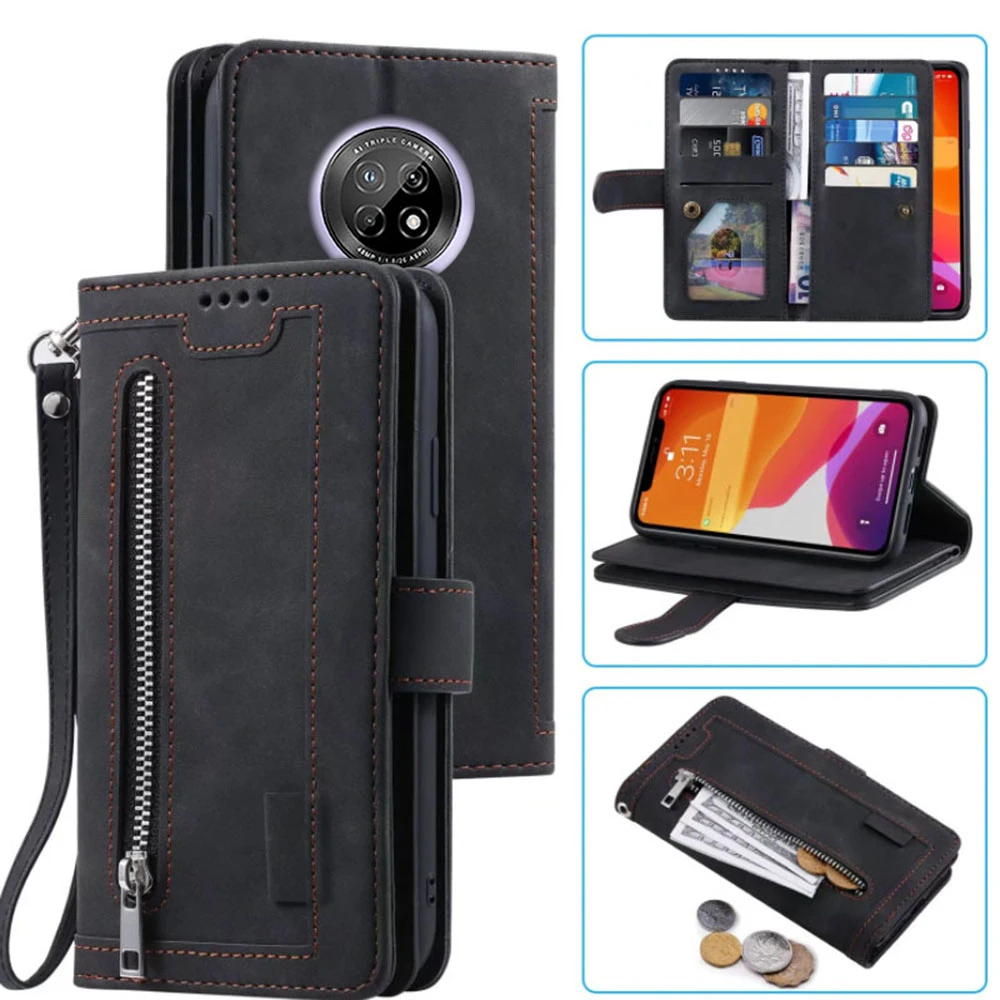 

9 Cards Wallet Case For Huawei Enjoy 20 Plus Case Card Slot Zipper Flip Folio with Wrist Strap Carnival For Enjoy 20 Plus Cover