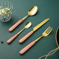 1pcs set ceramic handle cutlery set stainless steel gold dinnerware luxury western knife spoon fork tableware sets