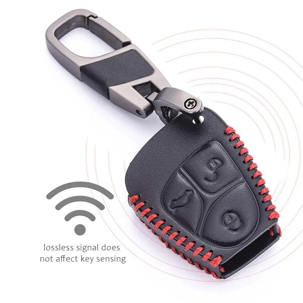 

Leather Car Sticker Key Case Fob Cover Chain Remote Holder Shell For Mercedes Benz C B E R Class GL CLS CLK SLK W203 W211 W204