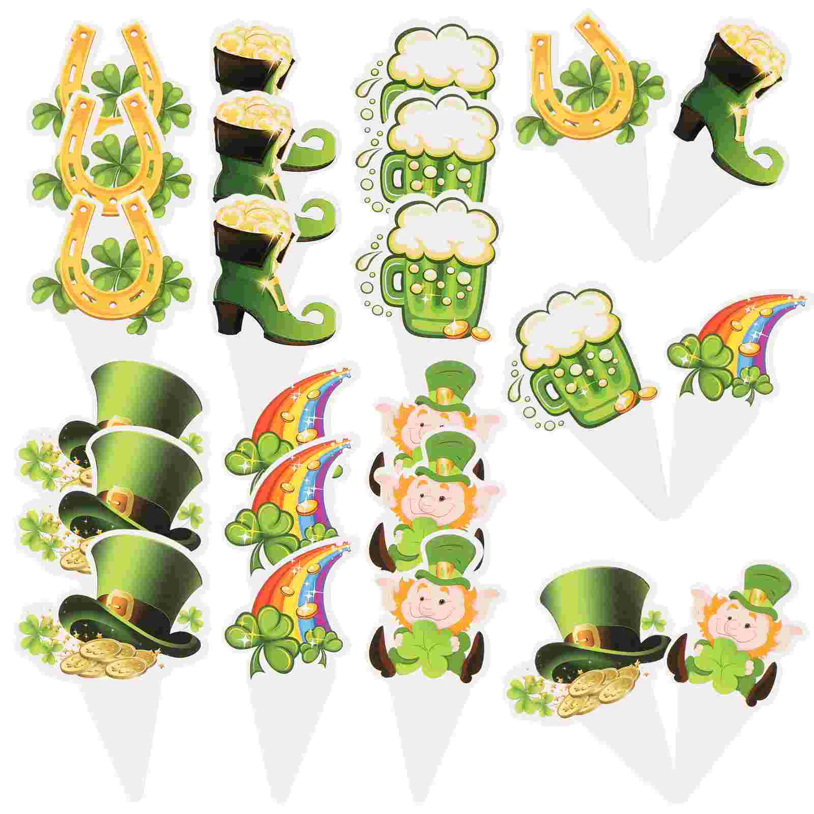 

24Pcs Cake Decoration St Patrick Party Cupcake Topper Shamrock Cake Decor Shamrock Cupcake Topper St Patrick Cupcake Topper