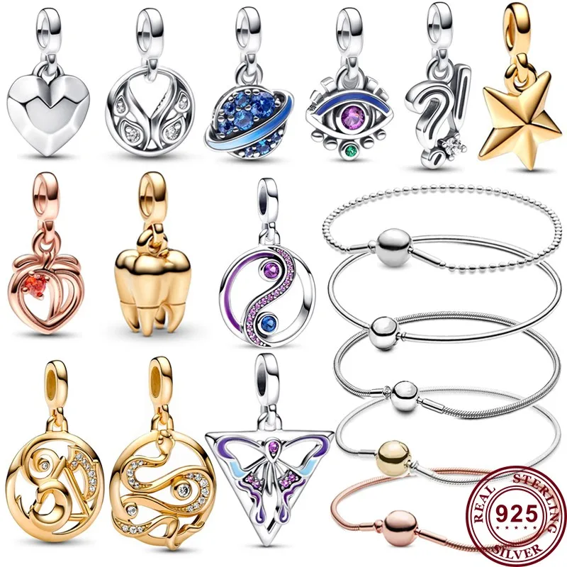 

New Hot 925 Silver ME Series Devil's Eye Love Heart Medal Charm For Women's Original ME Bracelet High Quality DIY Charm Jewelry