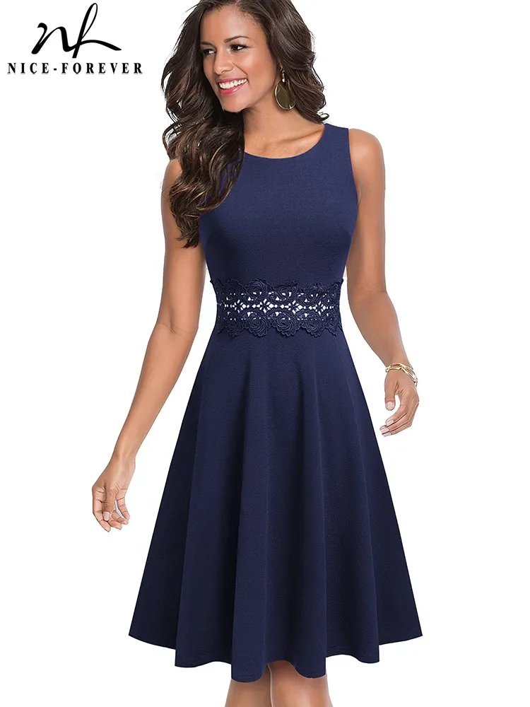 Женское винтажное Деловое платье Nice-forever элегантное лоскутное платье-трапеция с