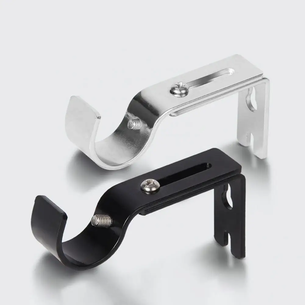 

2 Pcs Curtain Rod Bracket Iron Hard Stainless Adjustable Length Coated Hardness Curtain Rod Holders for Home