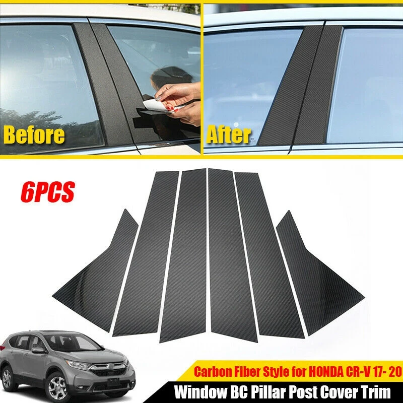 

Exterior Side Door Window BC Pillar Posts Overlay Pre-Cut Trim Cover Stickers for Honda CR-V CRV 2017-2020 Carbon Fiber