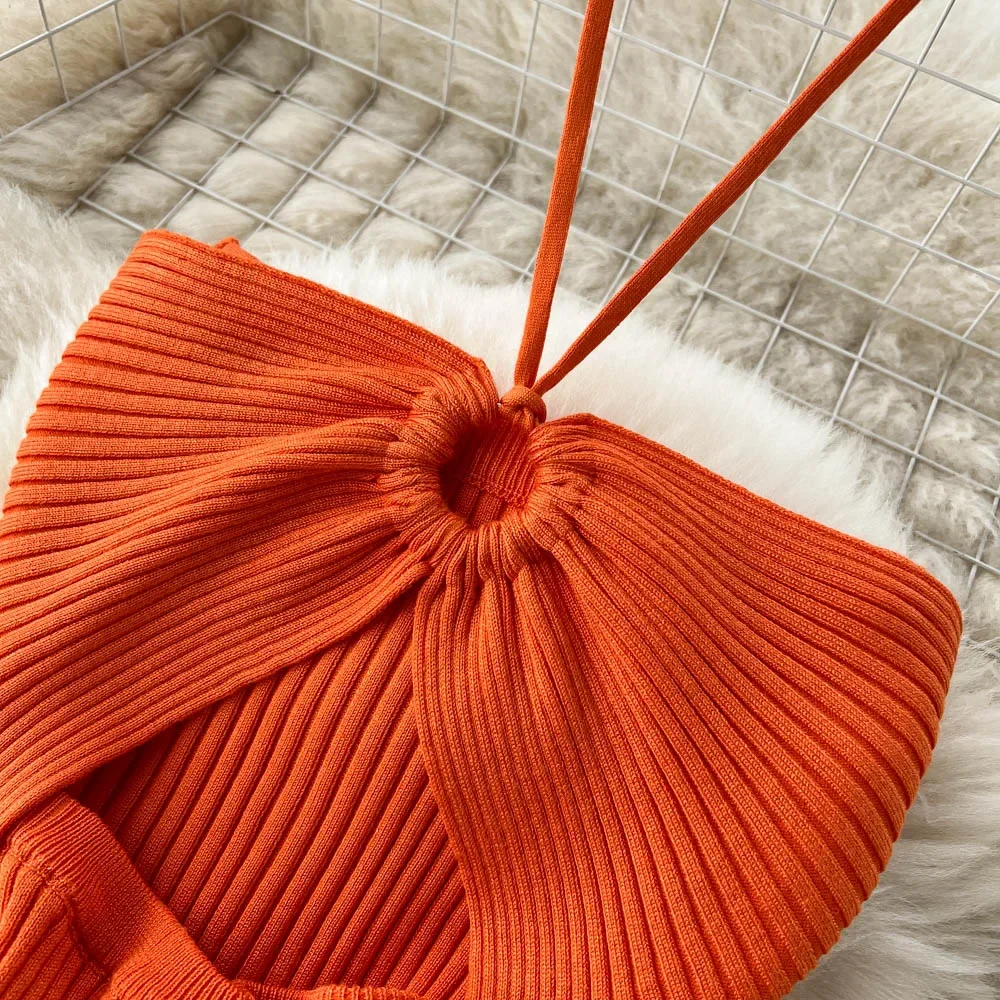 Раздельное вязаное эластичное облегающее вечернее платье пикантное ягодичное