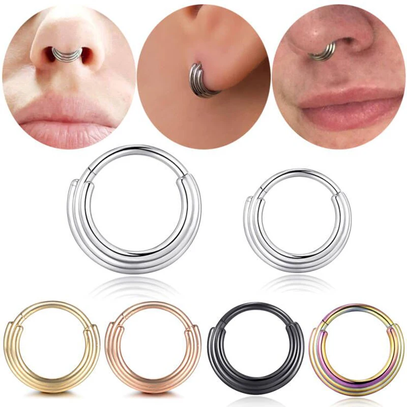 

1Pc 316L Stainless Steel 16G Segment Clicker Nose Piercing Septum Tragus Helix Cartilage Daith Earring Hoop Ring Body Jewelry