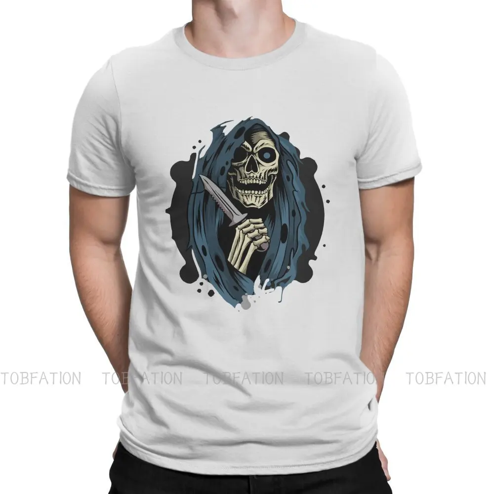 

Popularity Trend TShirt for Men Grim Reaper Death Angel Holding Dagger Knife Basic Summer Sweatshirts T Shirt High Quality