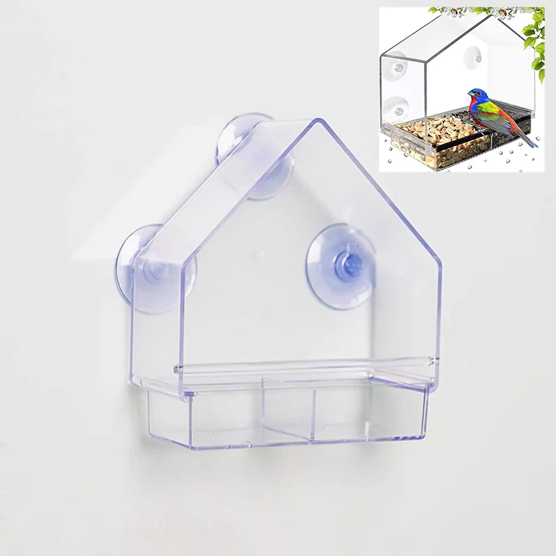 

Bird Feeder Acrylic Transparent Window Bird Feeder Tray Bird House Pet Feeder Suction Cup Installation House Type Feeder