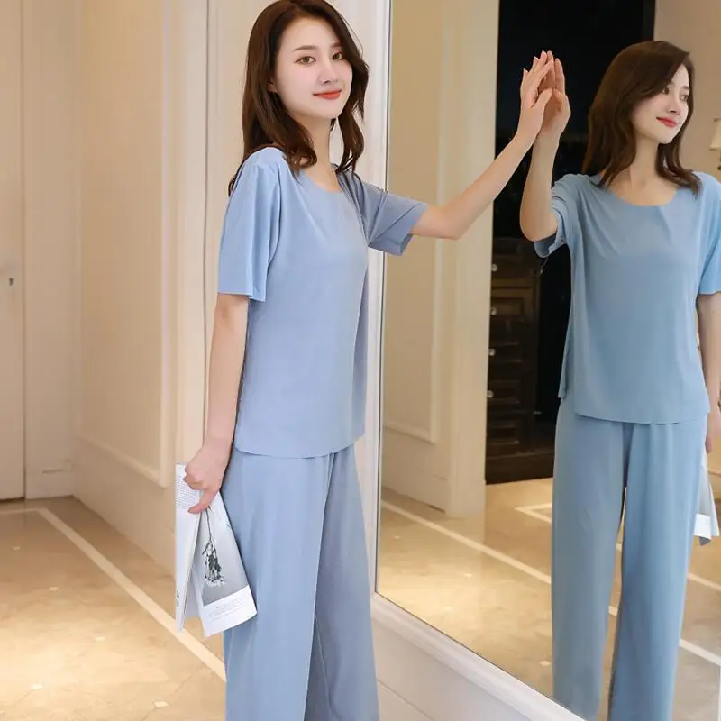 Women's Home Clothes Summer Suit Sleepwear Homewear Female Pajamas Set Pantsuits Home Suit Women Loungewear