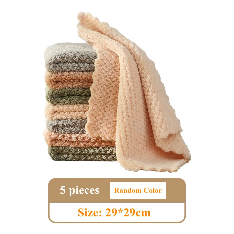 

5 шт., ткань из микрофибры, антипригарное маслопоглощающее полотенце для кухни, многофункциональные бытовые полотенца для ванной комнаты, кухонные принадлежности