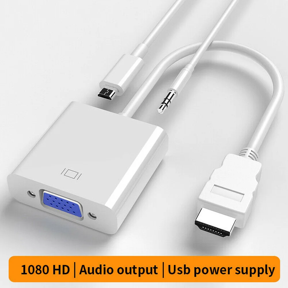 

200pcs/HDMI-compatible to VGA Adapter Cable Digital to Analog 1080P Video HDMI to VGA Converter for HDTV PC Laptop Projector