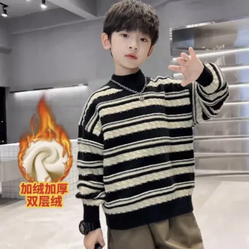 Шерстяной свитер для мальчиков хлопковая вязаная ветрозащитная куртка 2025 год в