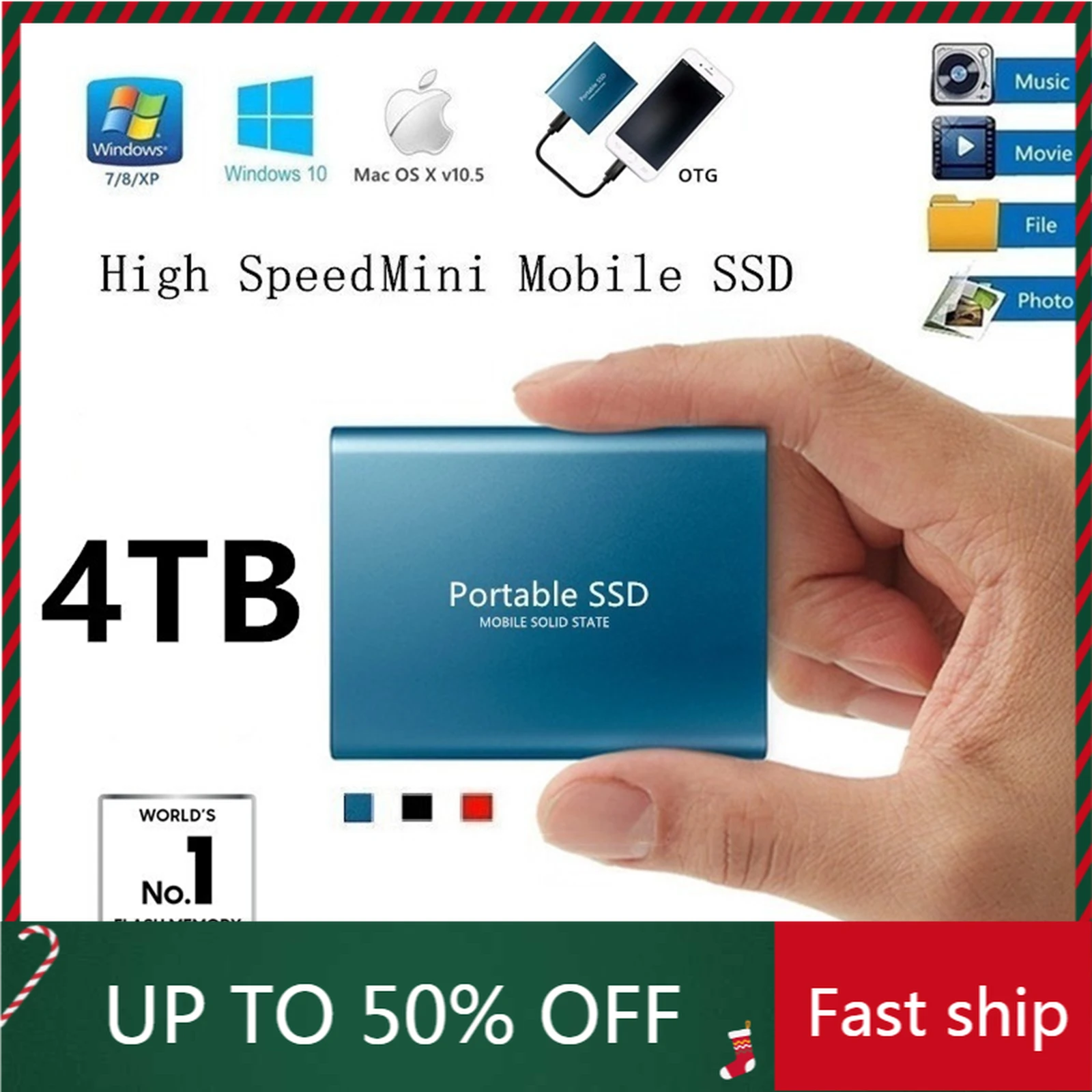 

USB 3.14TB SSD External Hard Drive Mobile Solid State Hard Disk for Desktop Mobile Phone Laptop High Speed Storage Memory Stick