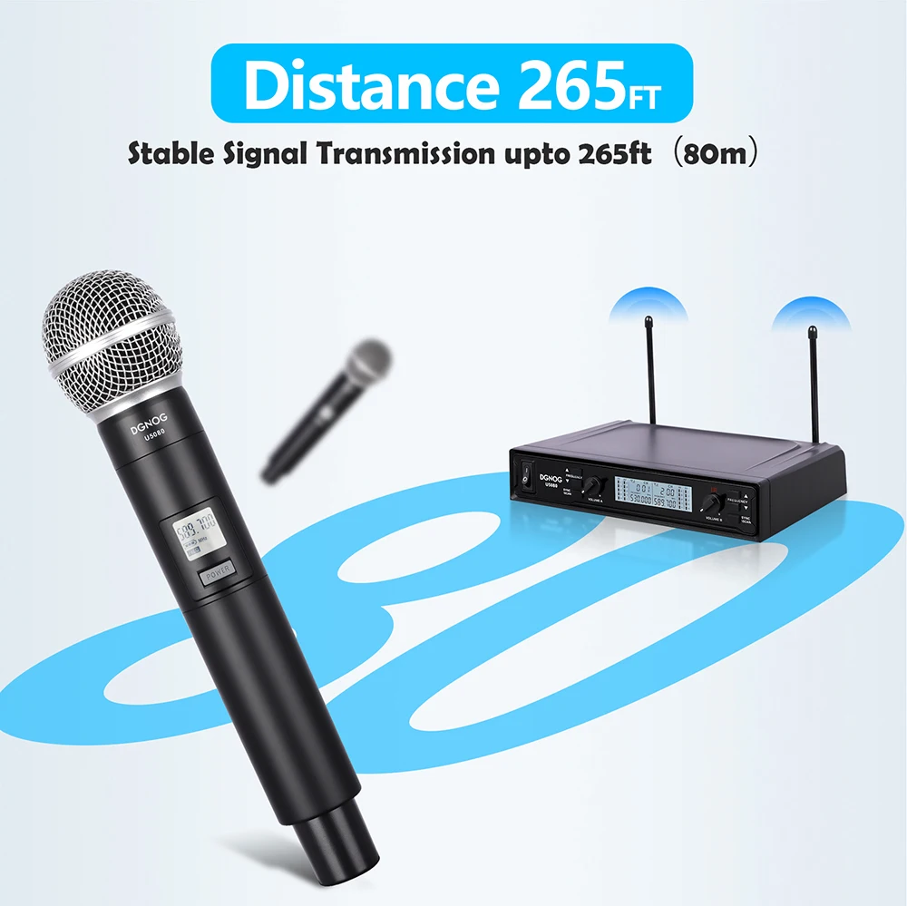 DGNOG  U5080  2 Channels Professional Dual Wireless System UHF Handheld Microphone for Family Karaoke Mini Concert Friends Party enlarge