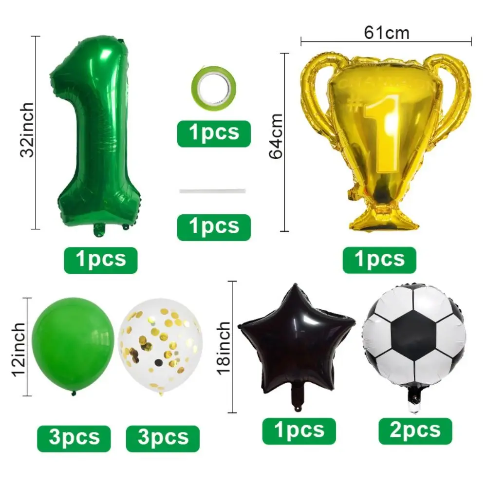 

Mylar Soccer Decor 32 Inch Foil 9th Birthday Decoration Green Championship Cup Balloon Set Boys